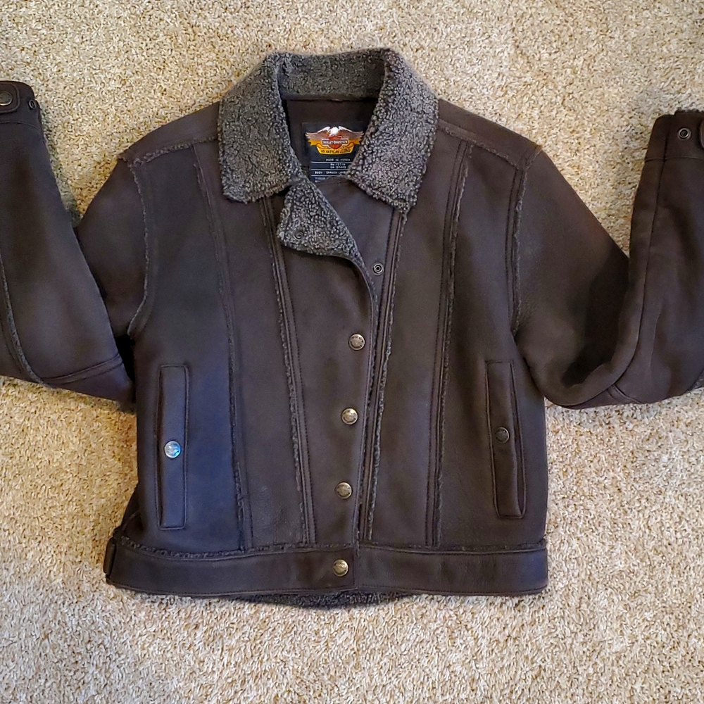 Harley Davidson Suede Bomber Jacket. Ladies Small